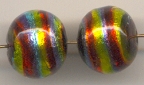 Dichroic Style, Murano 15mm Round Striped Foil Beads